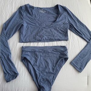 Blue Long Sleeve Bikini Set